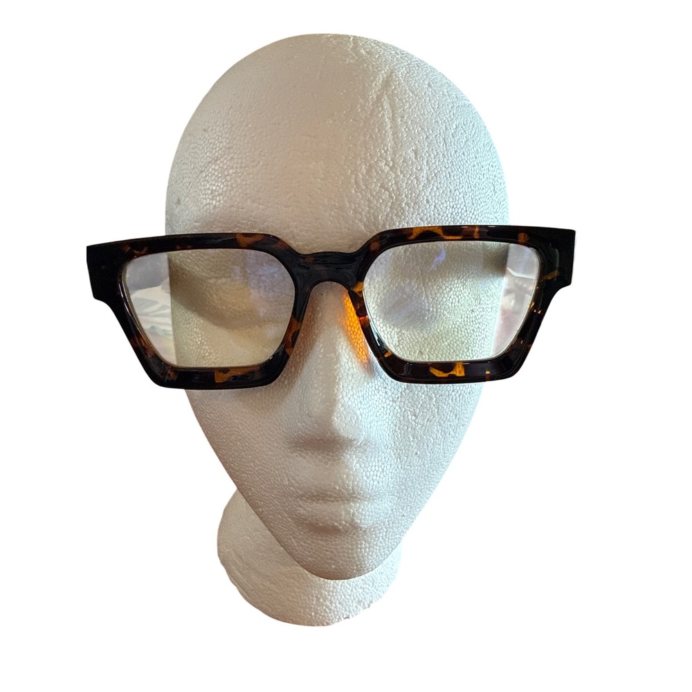VISCONE River Tortoise Shell Square Frame Blue Light Eyeglasses 54 19 145